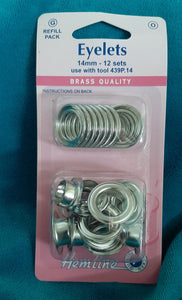 Hemline Eyelets Kit 14mm Silver Refill Pack