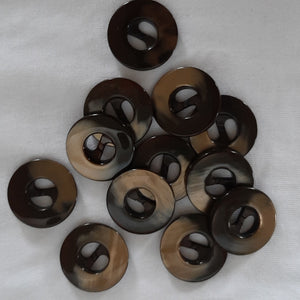 Button Singles - Plastic 25mm "Two Tone Brown/Fawn" by