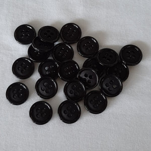 Button Singles - Plastic 15mm "Gloss Black" by Cut Above